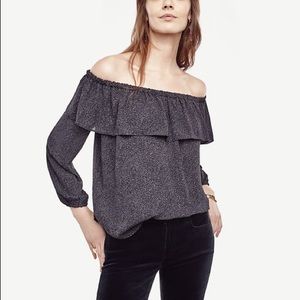 Ann Taylor Cold Shoulder Ruffle Top